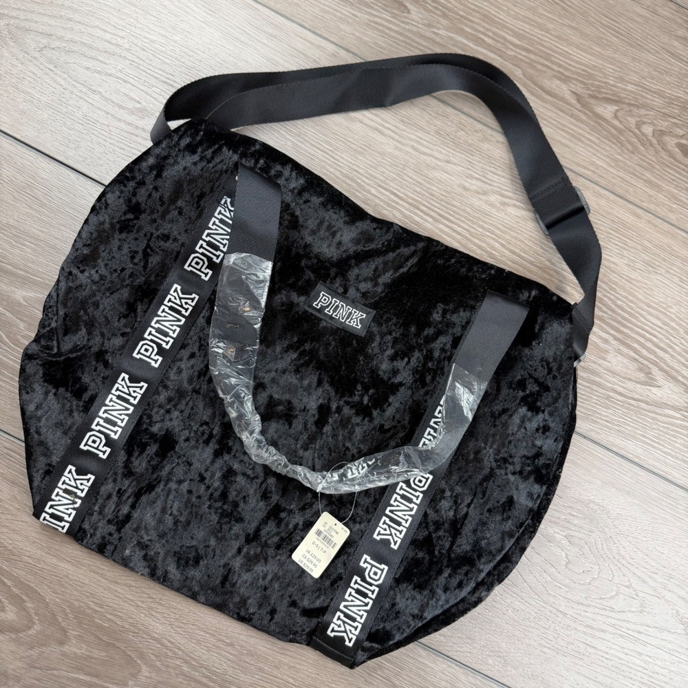 PINK Victoria's Secret Women Tote Bag Velvet Logo Black OS